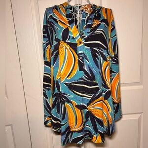 NWT NIC+ZOE Vibrant Blue with bananas design